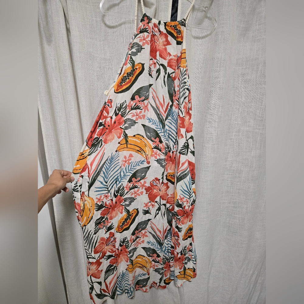 NWT C&C California Womens Size L Tropical Floral and Fruit Print Dress